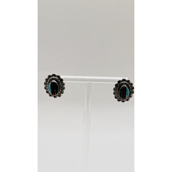 sterling silver 925 Earrings Vintage Southwest Native American Signed Q.T. - Picture 3 of 5